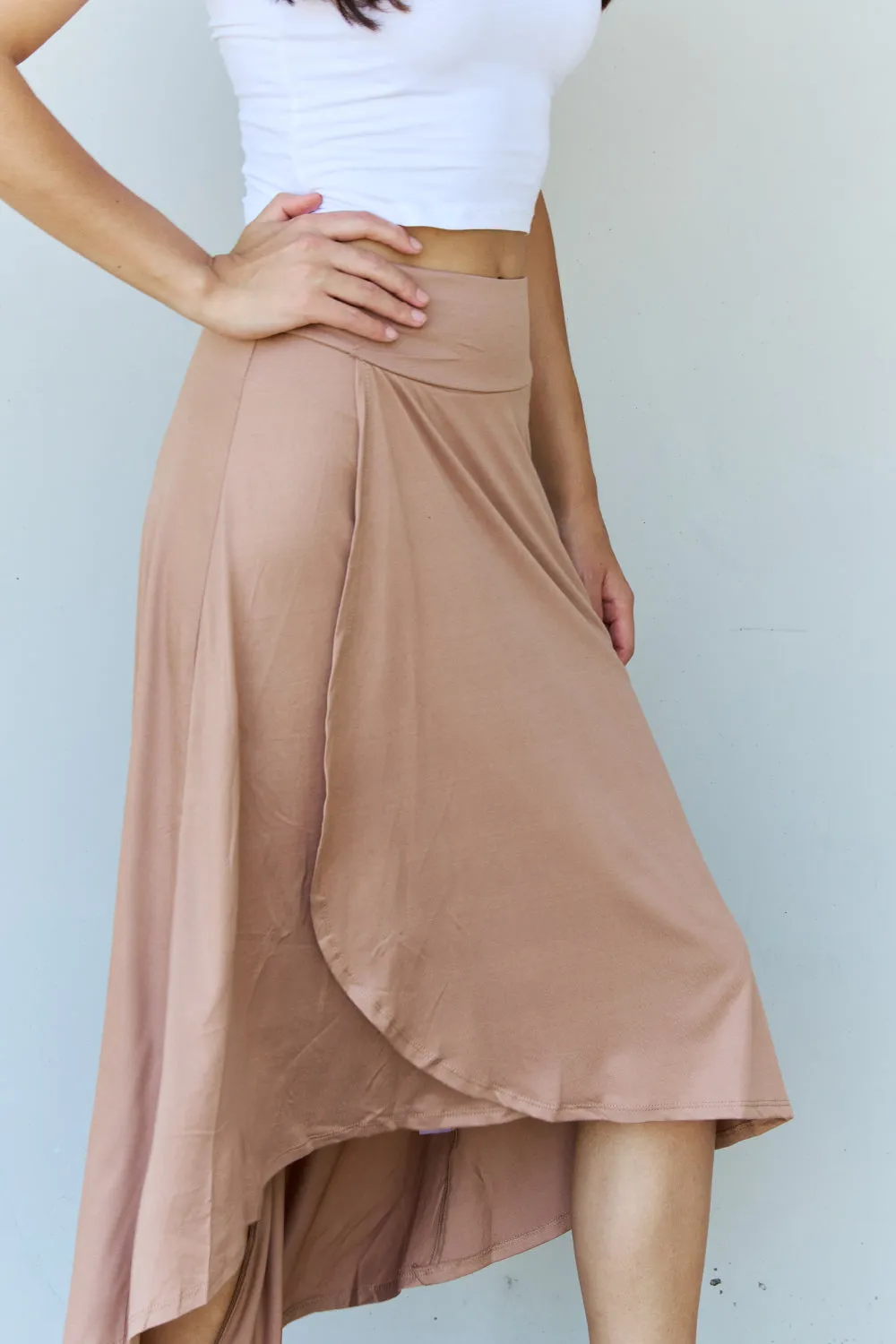 High Waist Flare Maxi Skirt in Camel