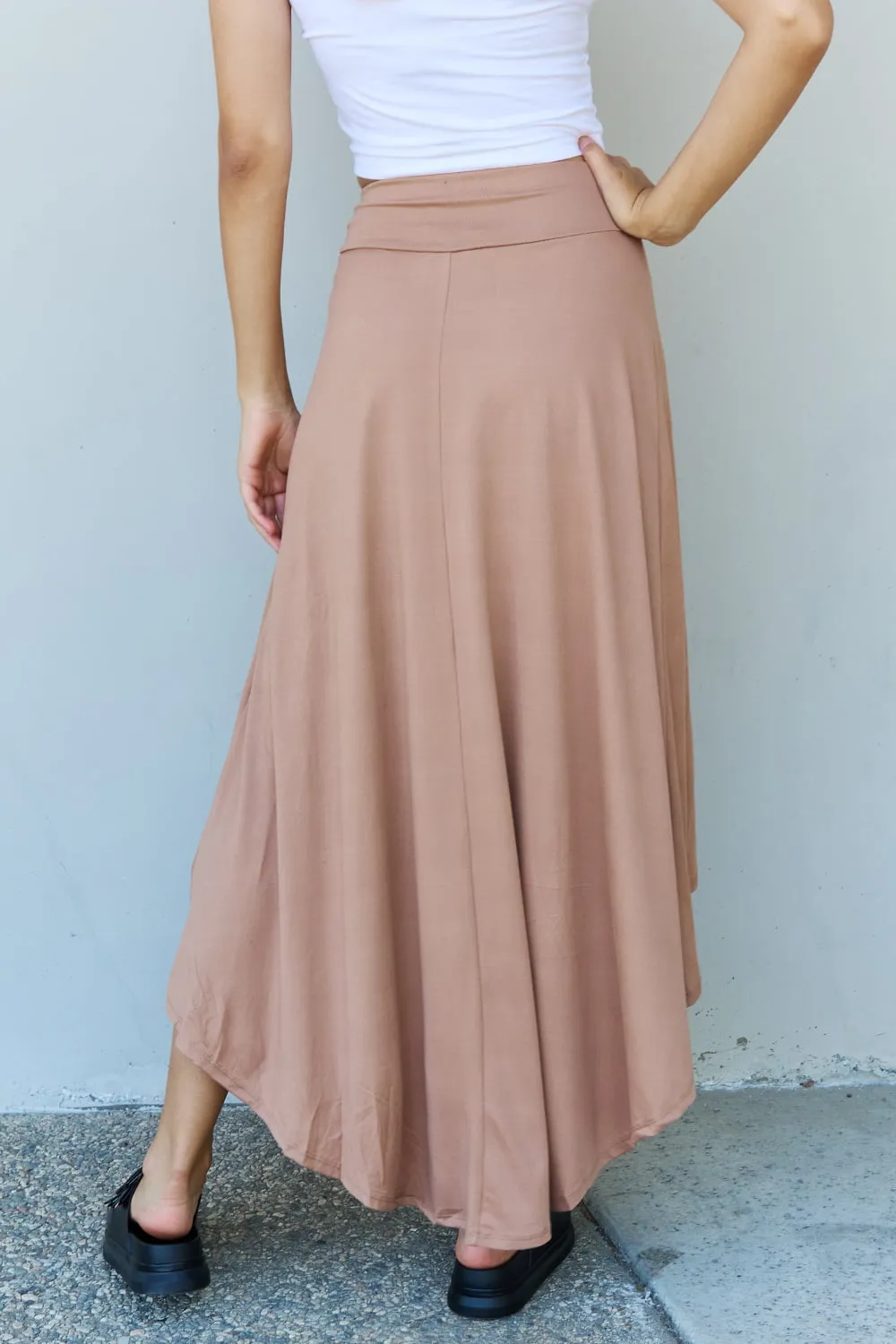 High Waist Flare Maxi Skirt in Camel