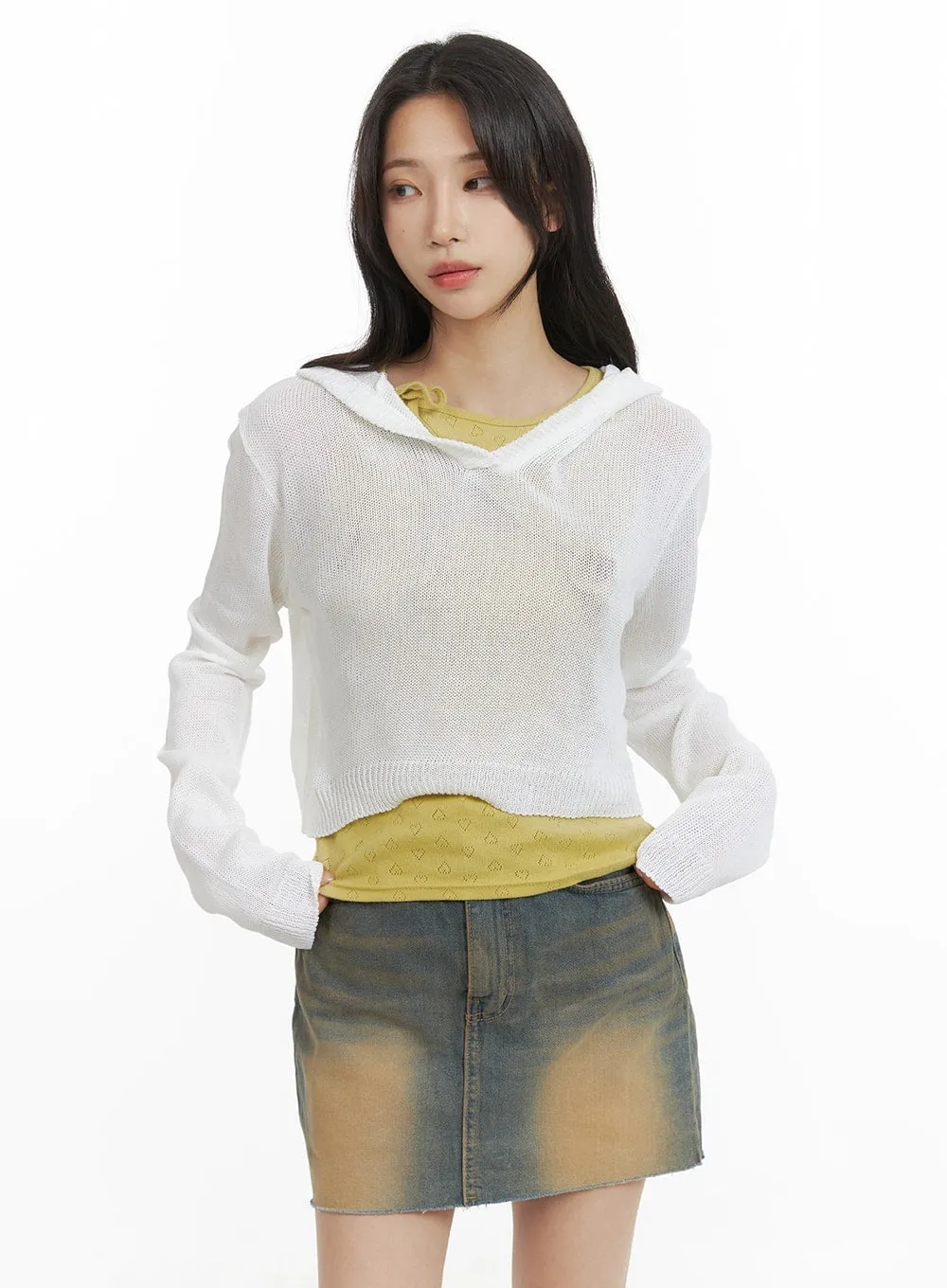 Hooded Crop Summer Knit Top CM426