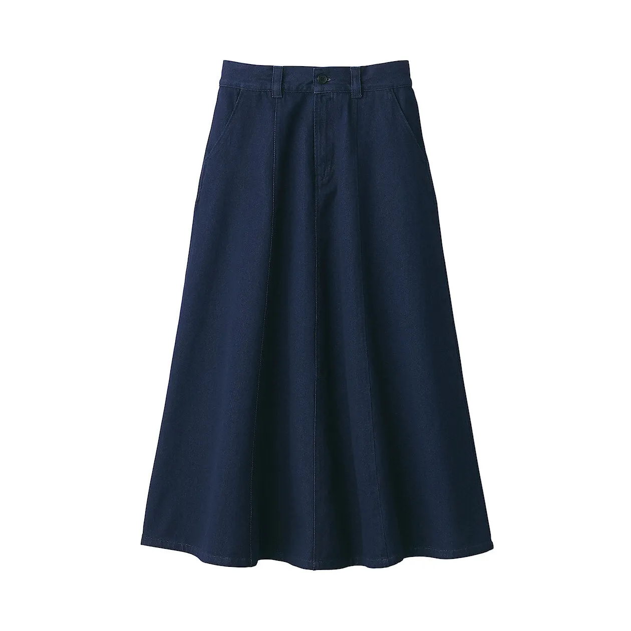 Kapok Blend Denim Flared Maxi Skirt