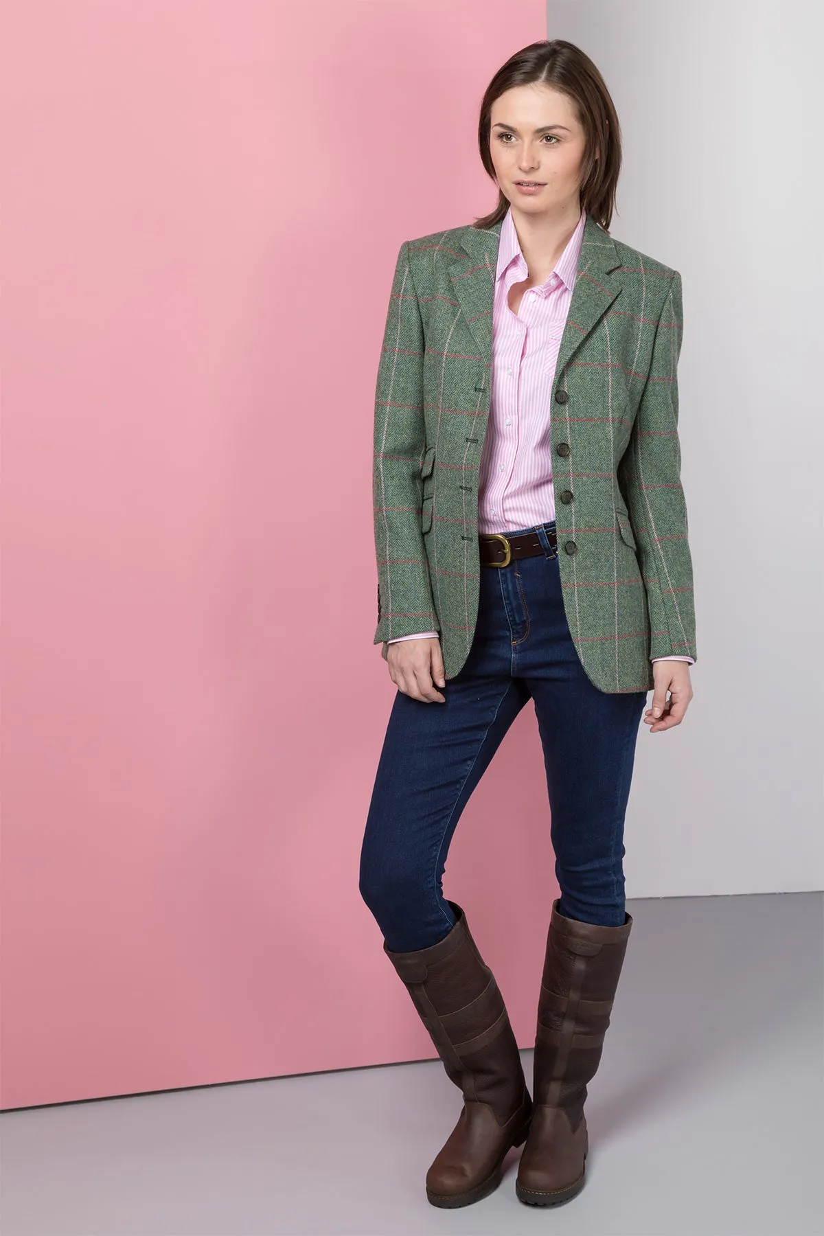 Stylish Long Womens Tweed Blazer