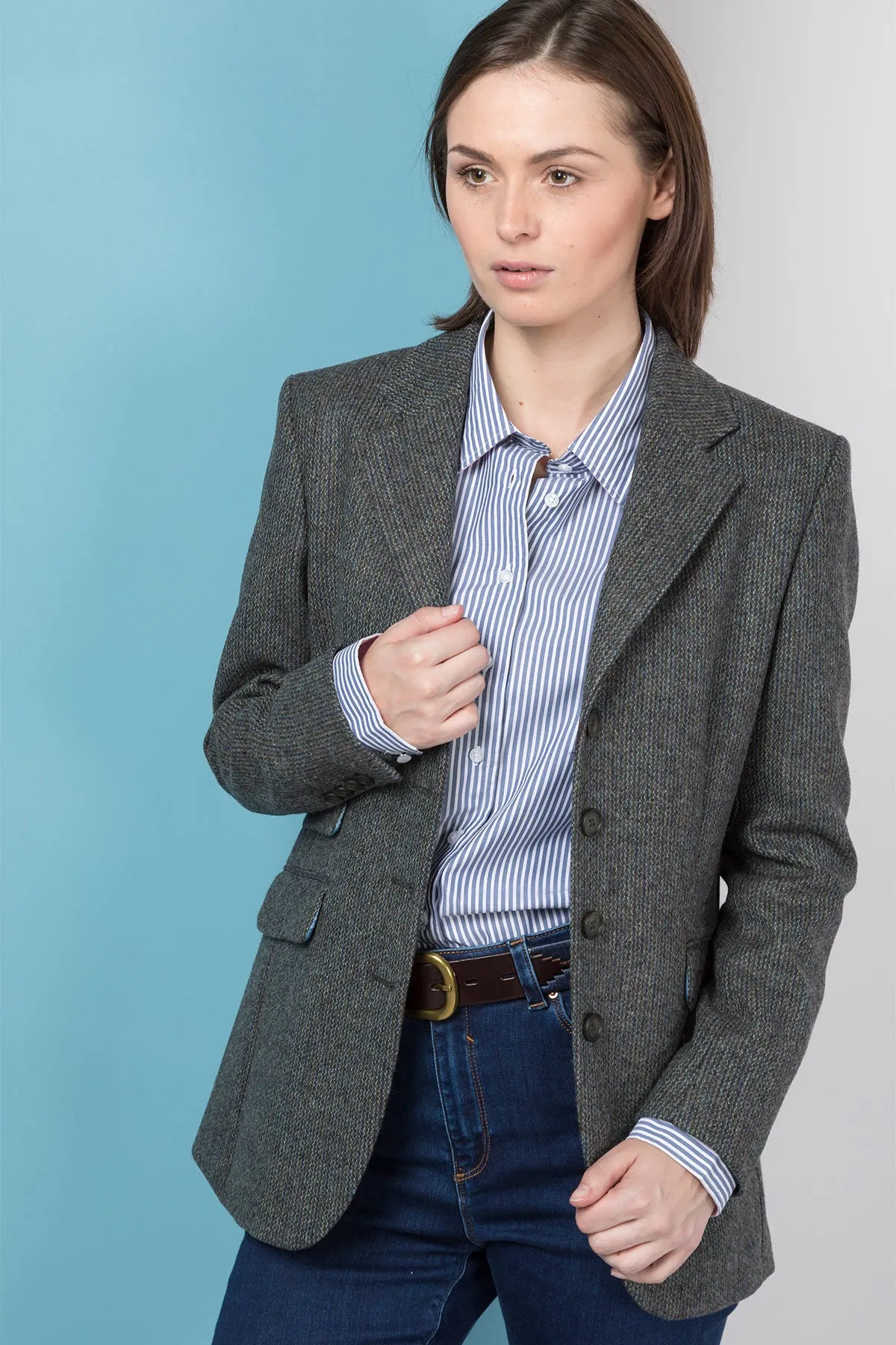 Stylish Long Womens Tweed Blazer