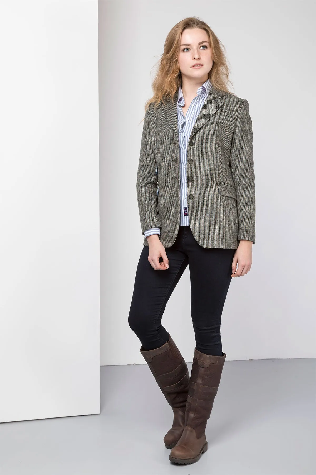 Stylish Long Womens Tweed Blazer