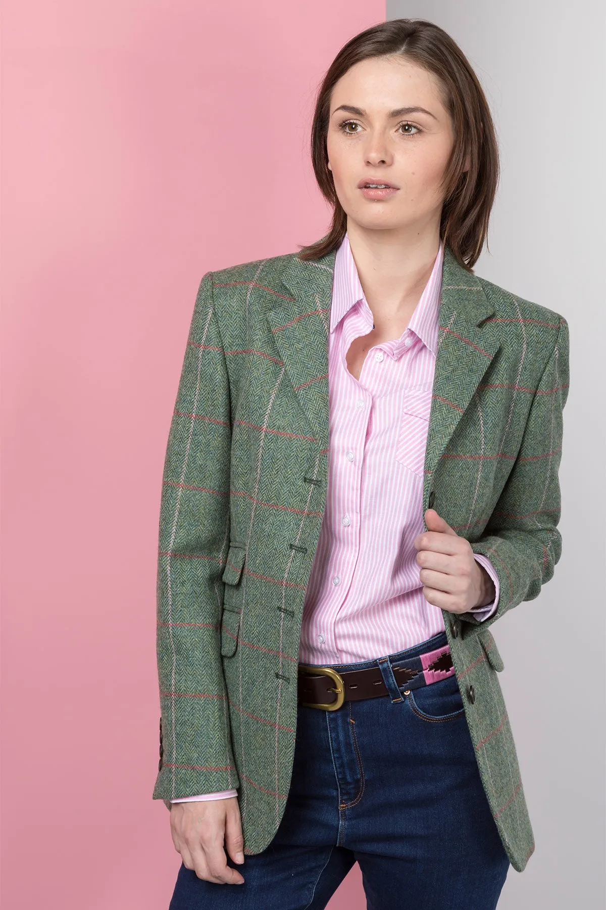 Stylish Long Womens Tweed Blazer