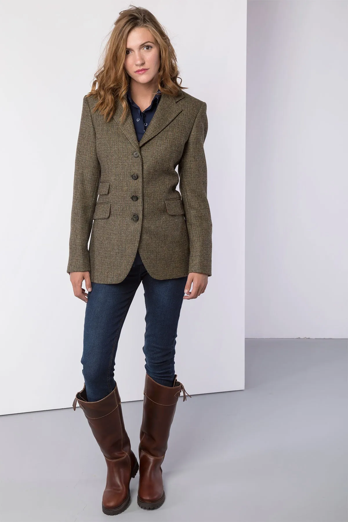 Stylish Long Womens Tweed Blazer