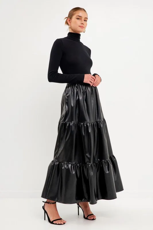 Let's Dance Faux Leather Black Maxi Skirt