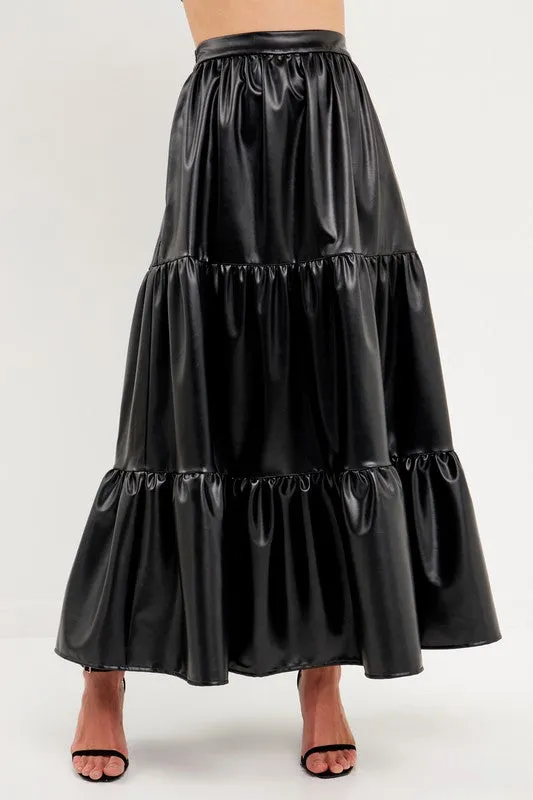 Let's Dance Faux Leather Black Maxi Skirt