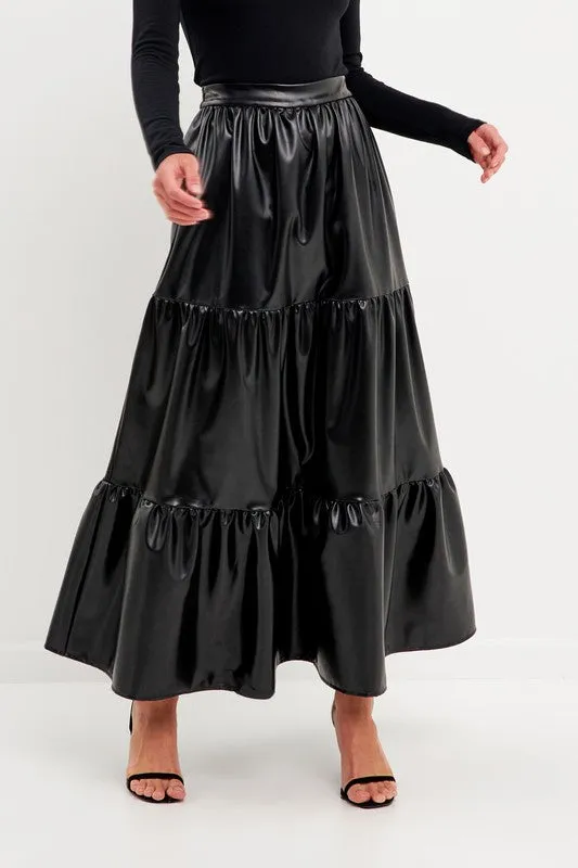 Let's Dance Faux Leather Black Maxi Skirt