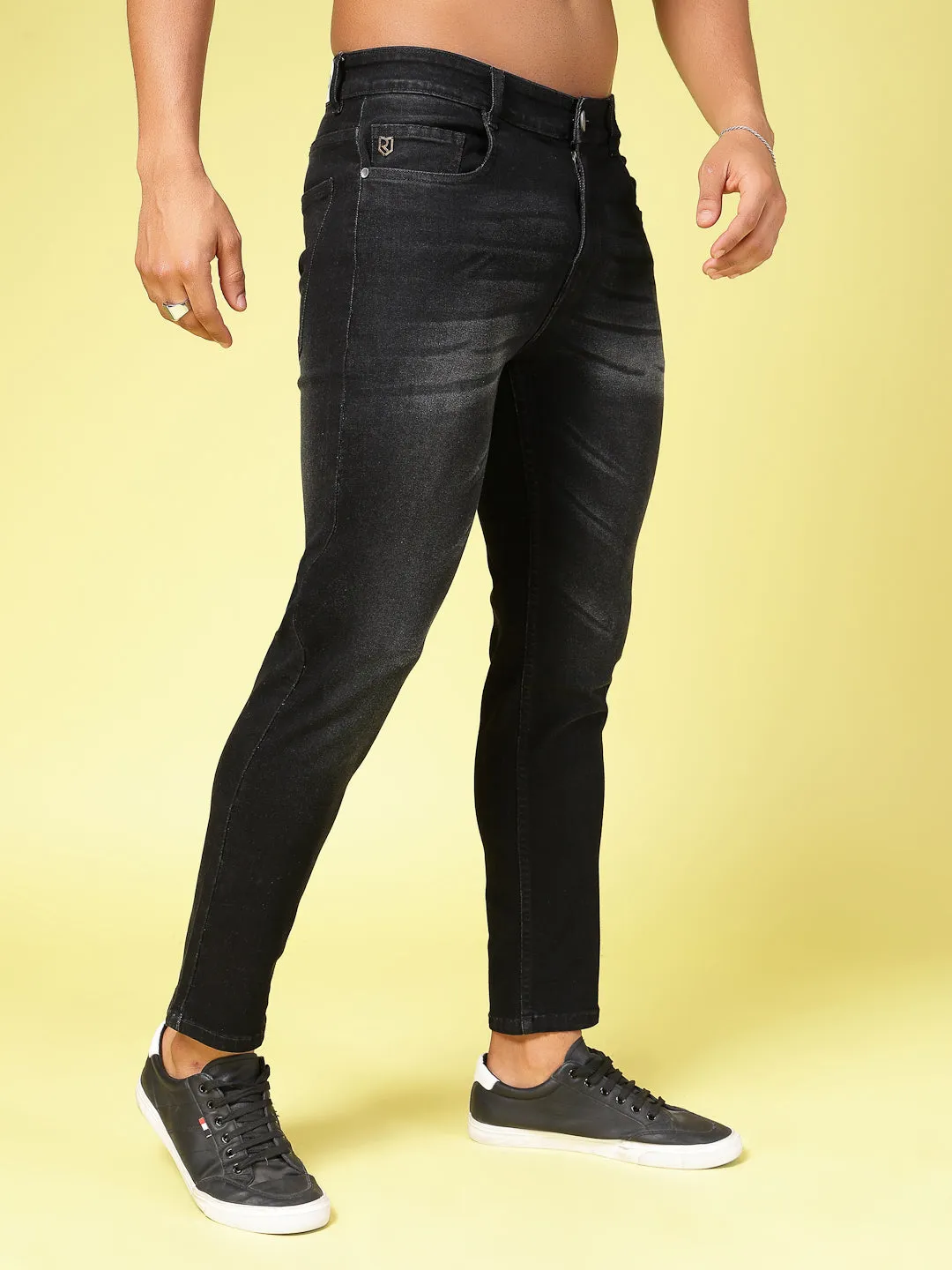 Lightly Faded Tapered Jeans