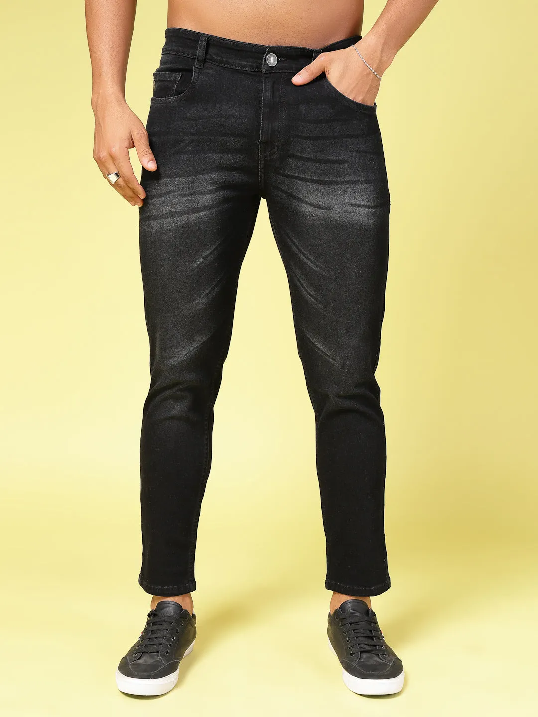 Lightly Faded Tapered Jeans