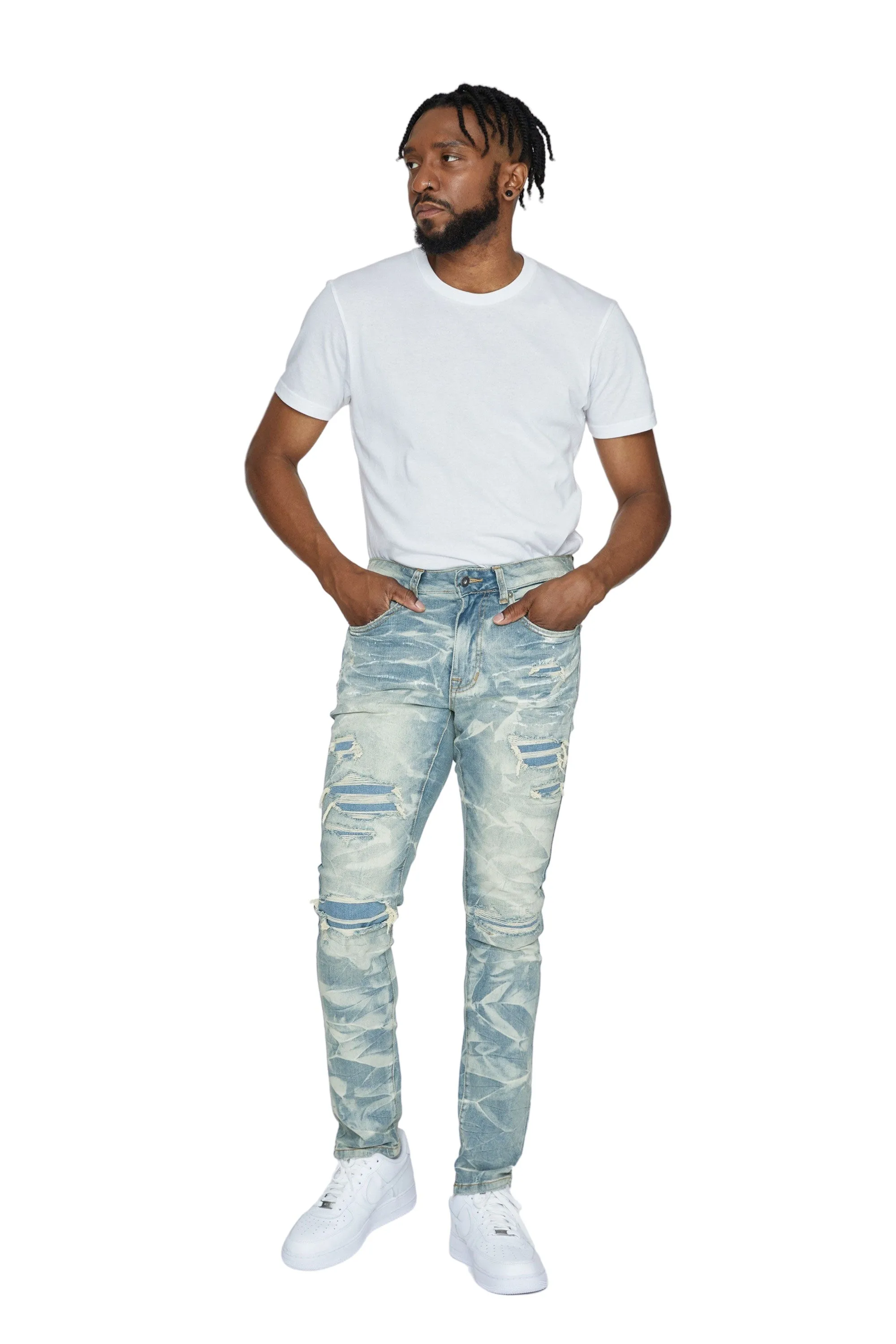 Lightning Effect Jeans - Clyde Blue