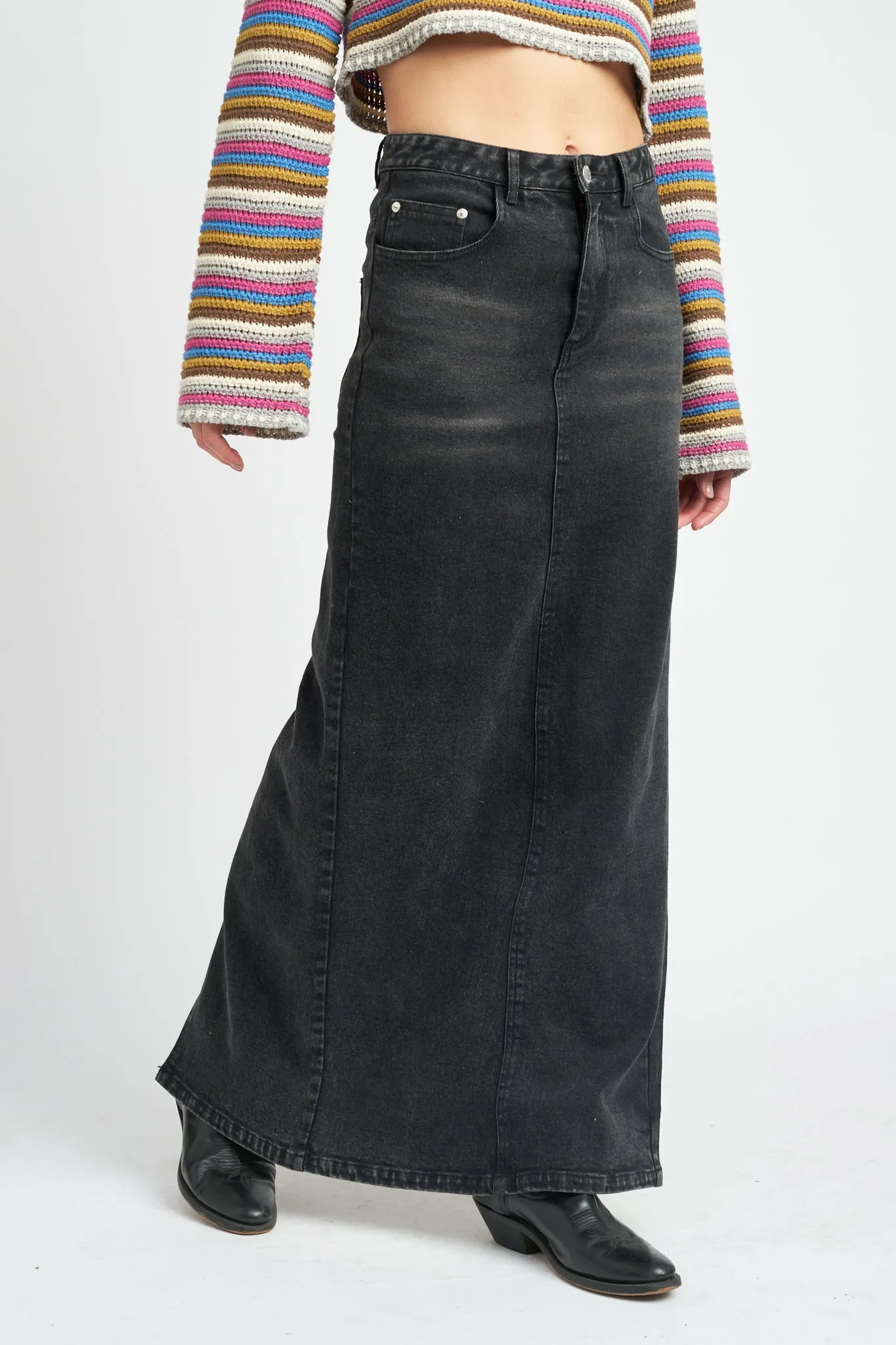 Maxi Denim Pencil Skirt