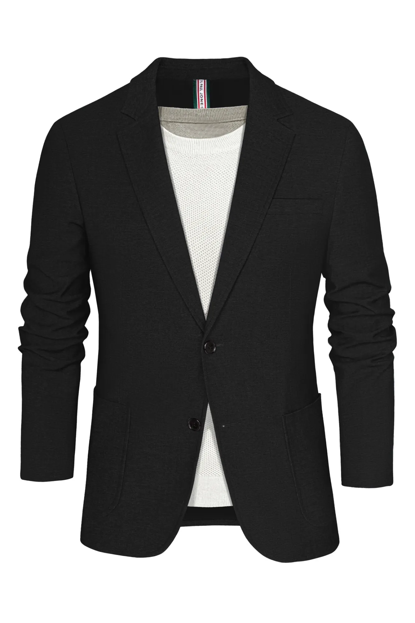 Men Two-Button Blazer Coat Long Sleeve Notch Lapel Back Slit Suit Coat