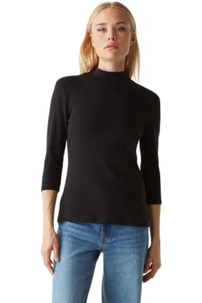 Michael Stars Nico Mock Neck Tee in Black