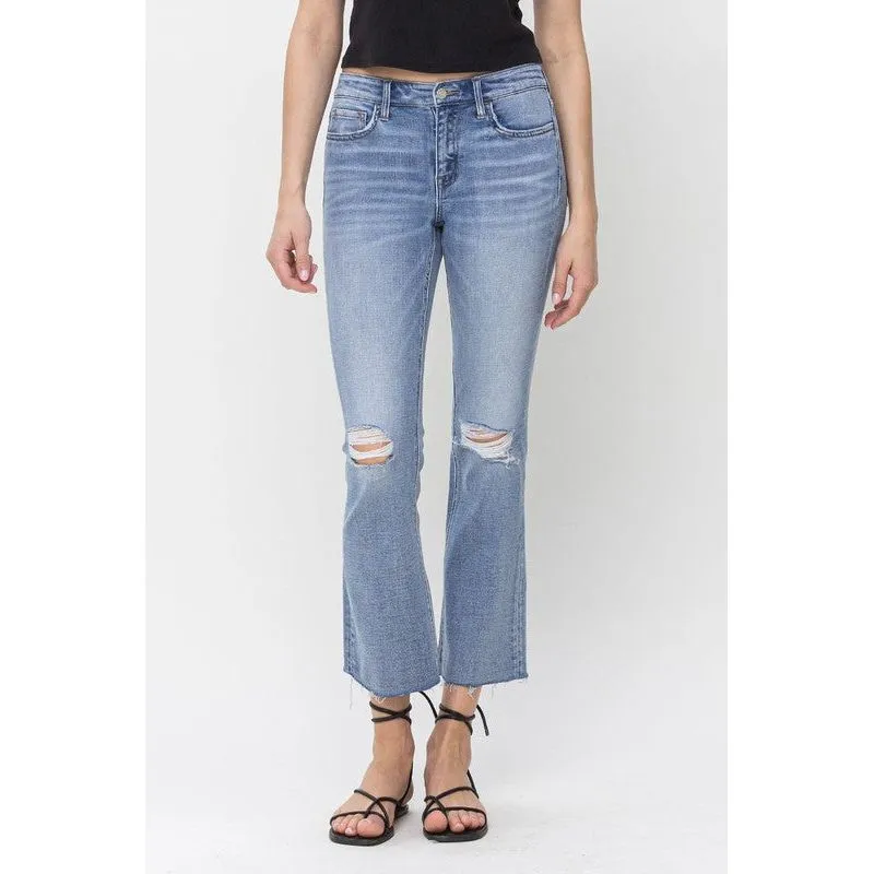 Mid Rise Kick Flare Jeans