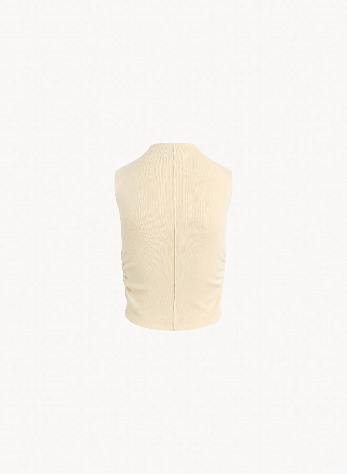 Mock Neck Linen Jersey Top - Seashell Sand