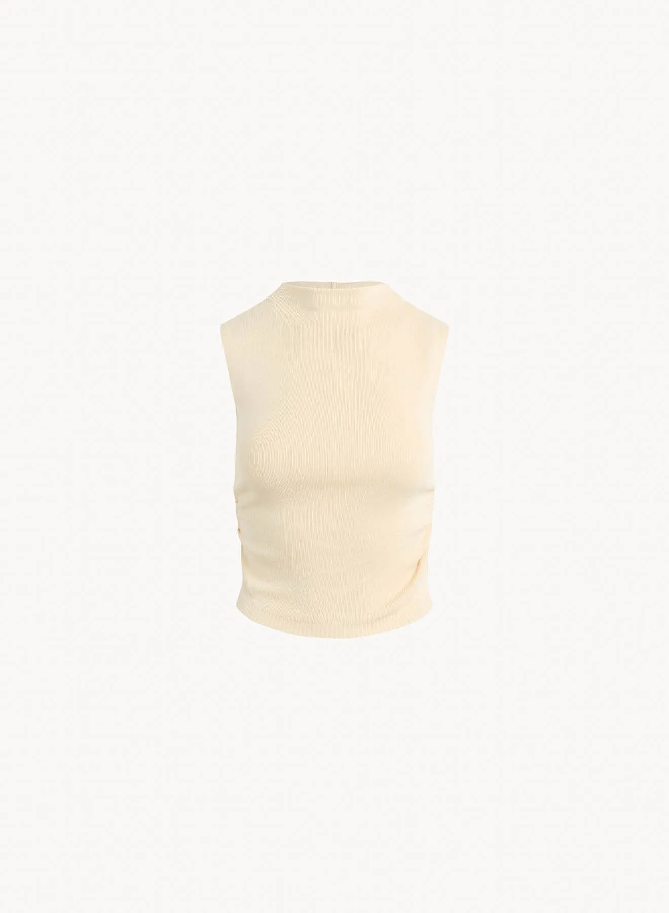 Mock Neck Linen Jersey Top - Seashell Sand