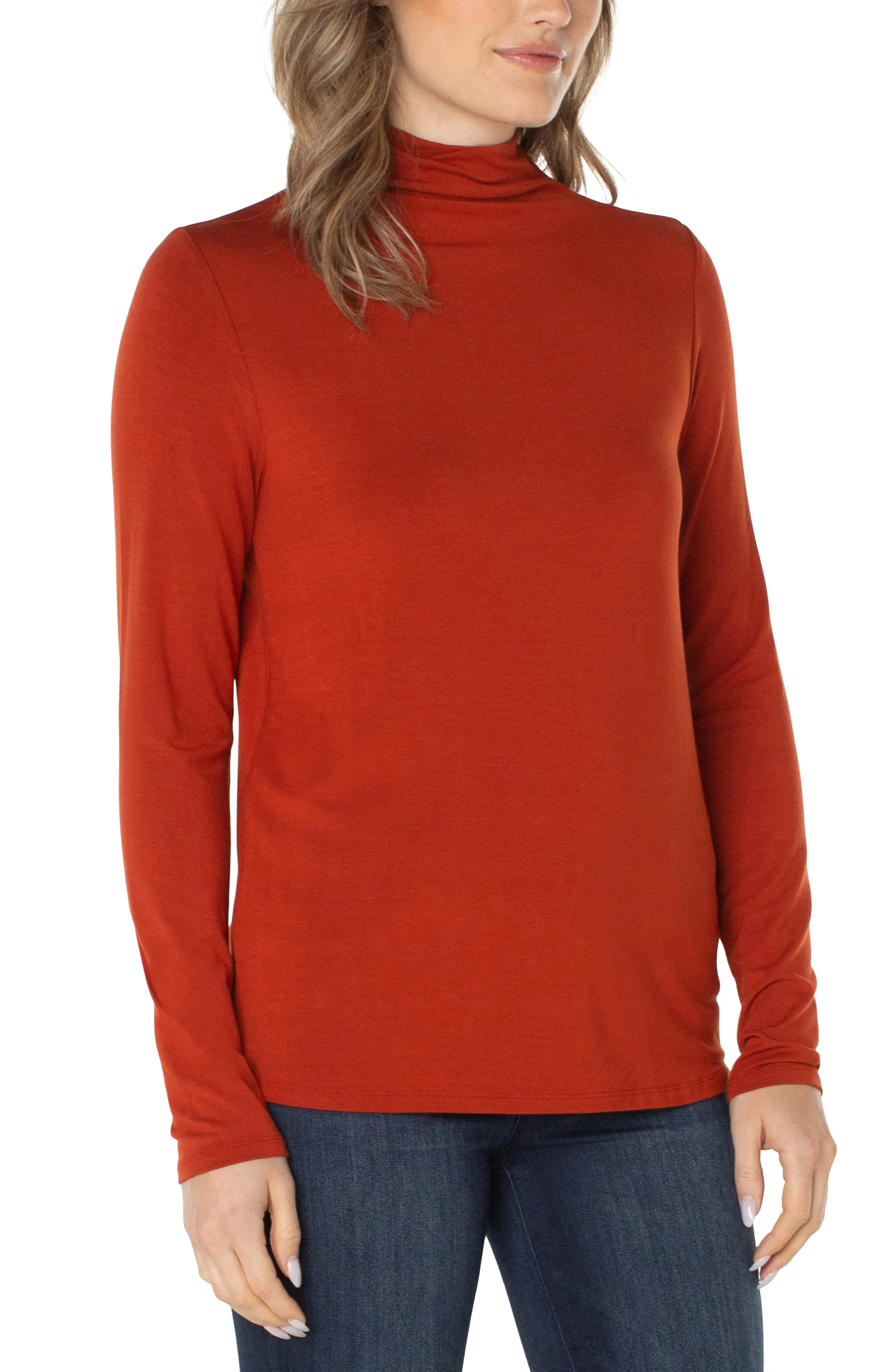 MOCK NECK LONG SLEEVE KNIT TOP