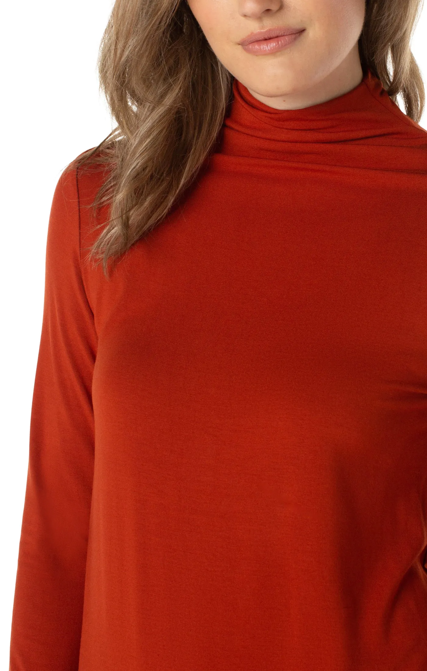 MOCK NECK LONG SLEEVE KNIT TOP