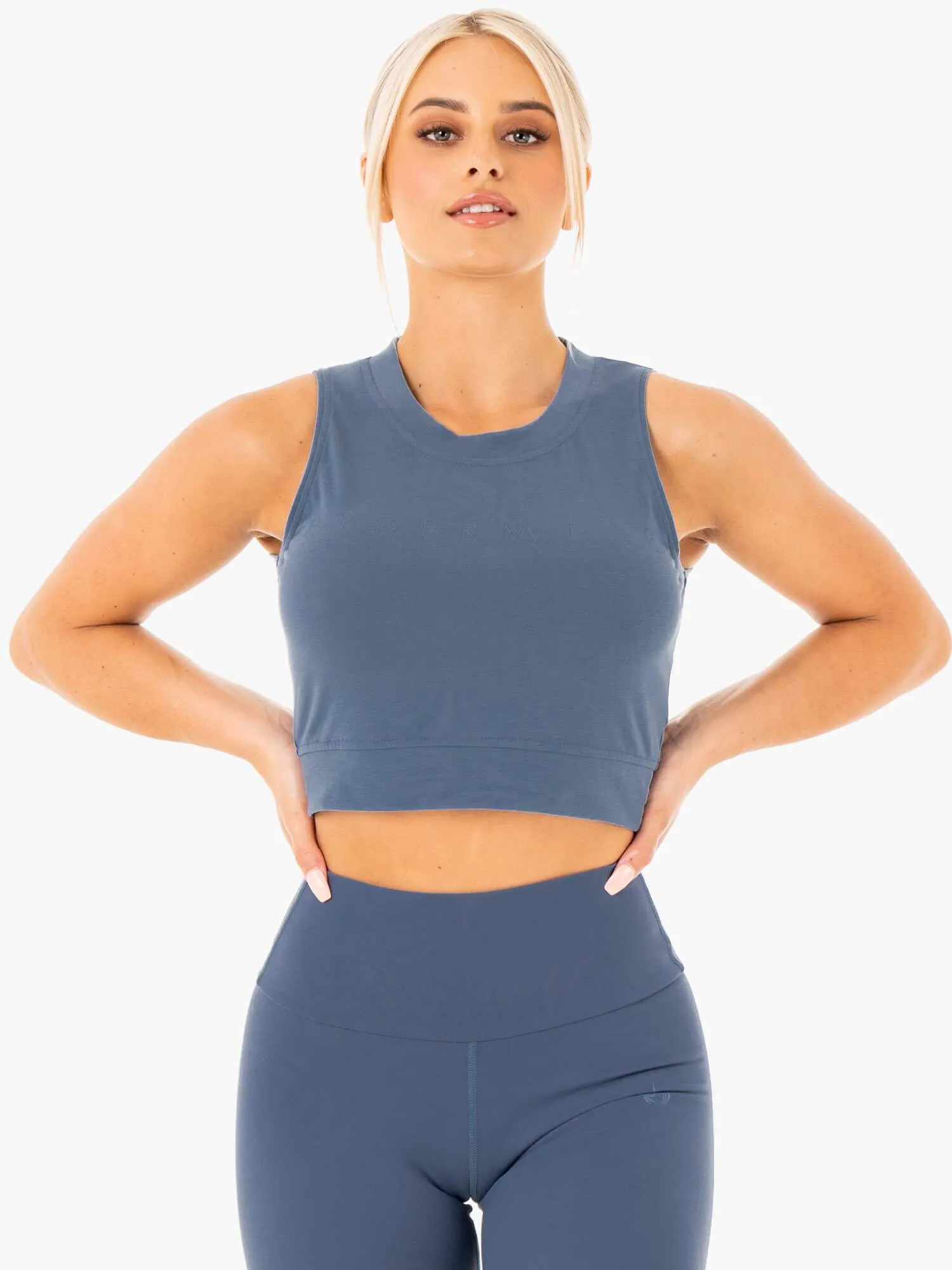 Motion Crop Top - Steel Blue