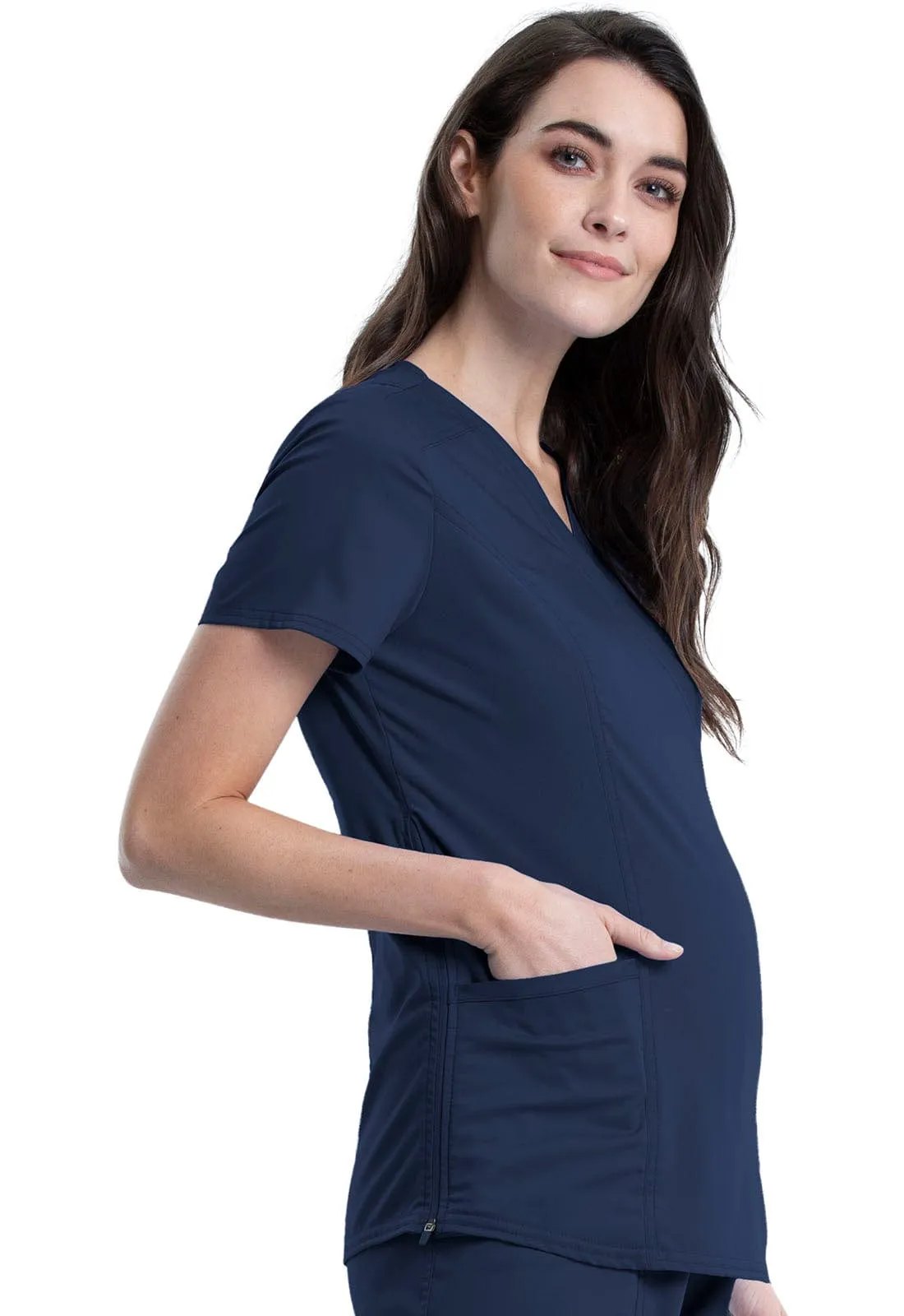 NDC WW Revolution  Maternity Mock Wrap Scrub Top Navy NDC-WW688NAV