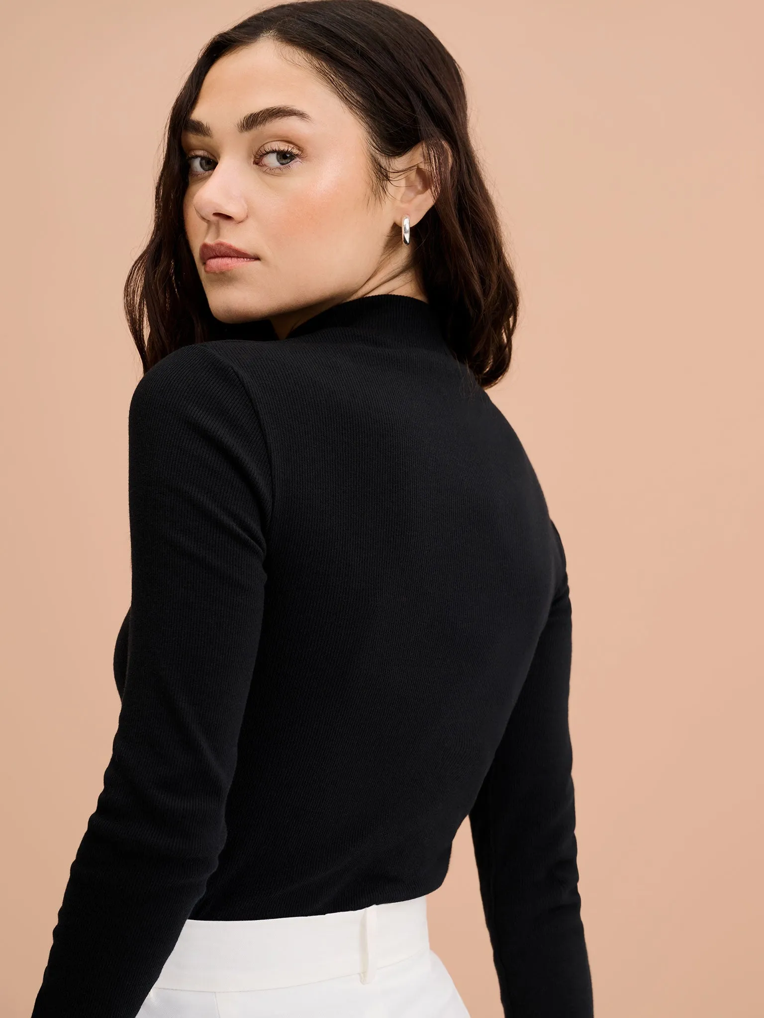 North Mock Neck Top in Black