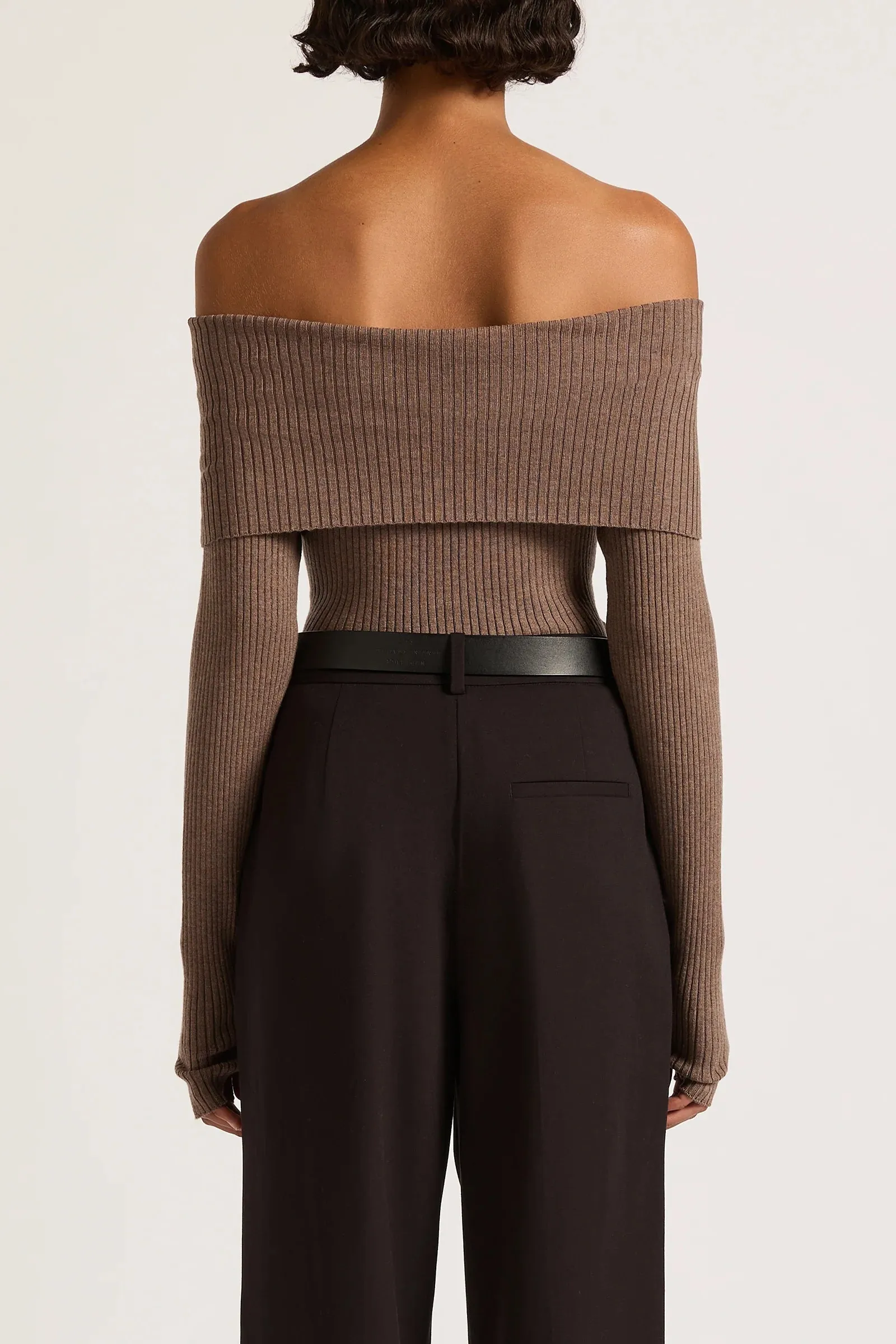 NUDE LUCY Krishna Off Shoulder Knit MOCHA