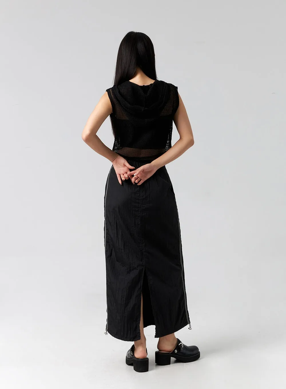 Nylon Banded Maxi Skirt CG310