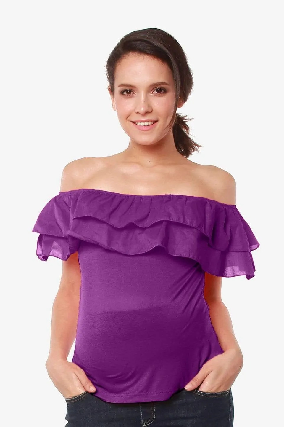 Off Shoulder Cacey Nursing Top Eggplant