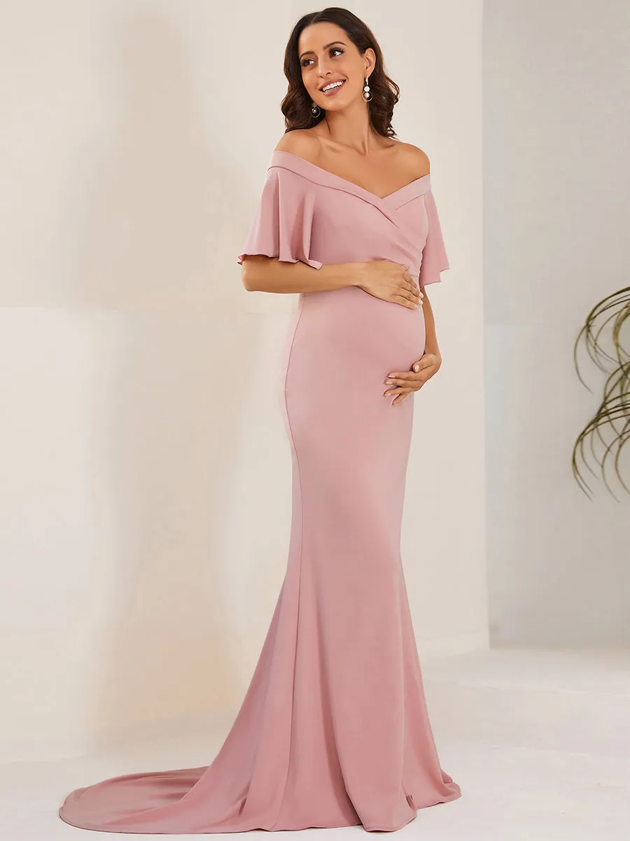 Off Shoulder Mermaid Pleated Wholesale Maternity Dress