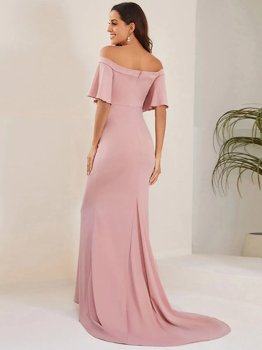 Off Shoulder Mermaid Pleated Wholesale Maternity Dress