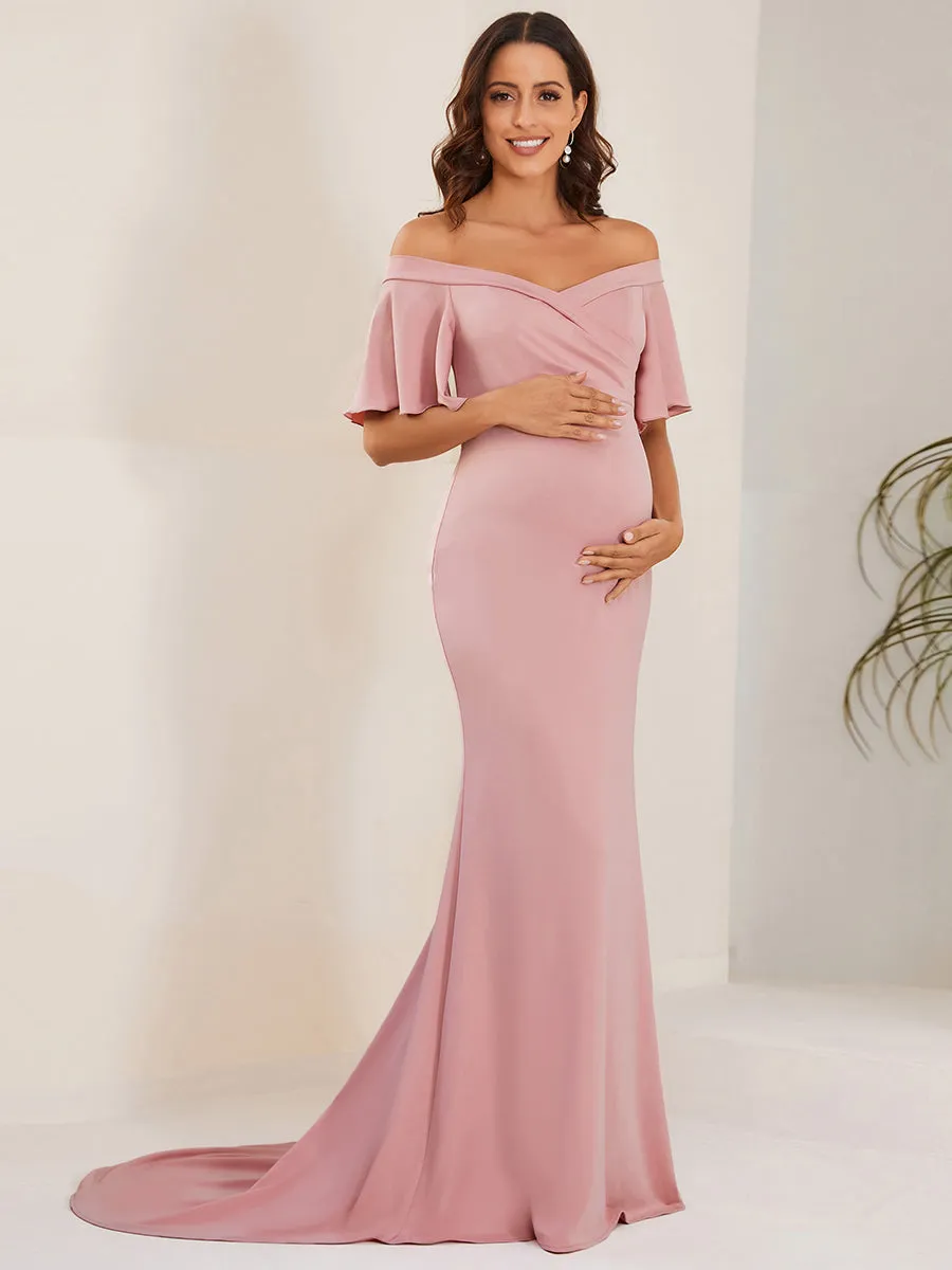 Off Shoulder Mermaid Pleated Wholesale Maternity Dress