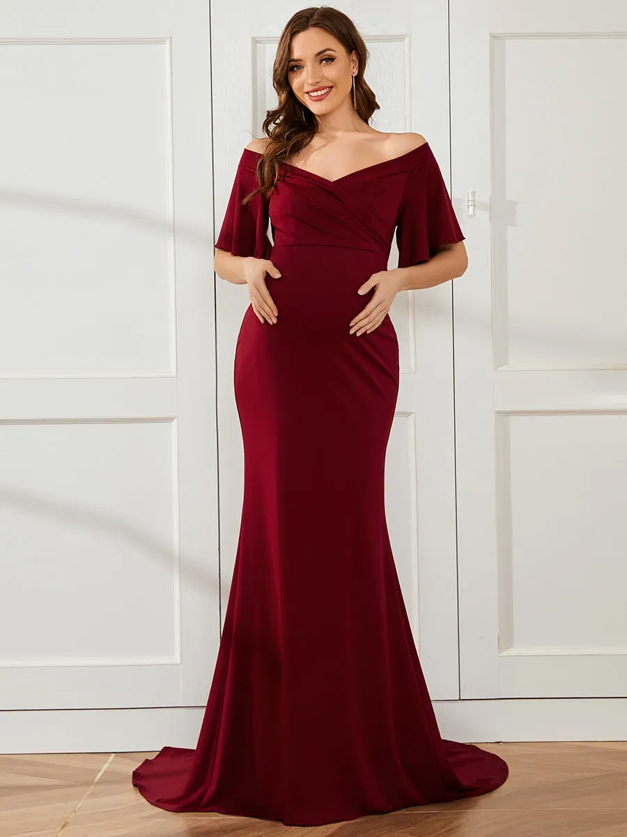 Off Shoulder Mermaid Pleated Wholesale Maternity Dress