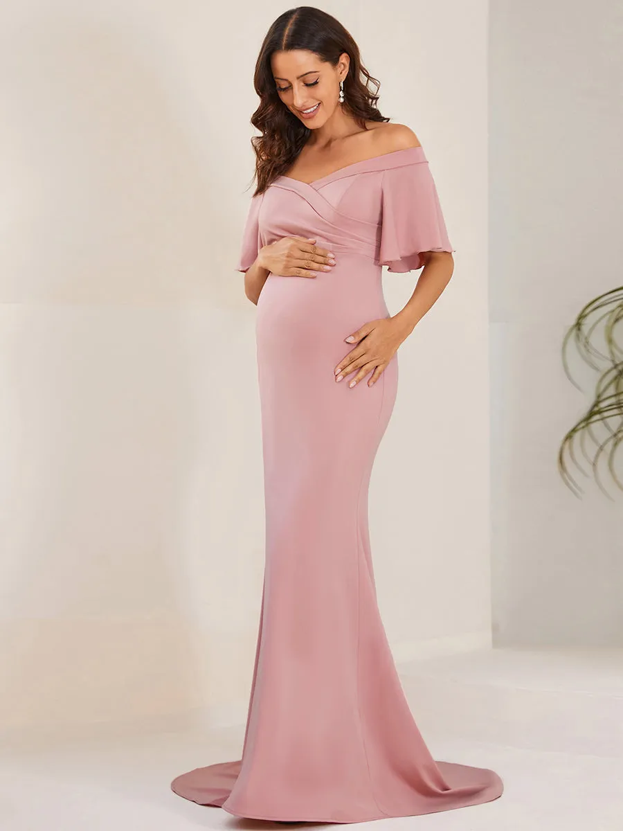 Off Shoulder Mermaid Pleated Wholesale Maternity Dress