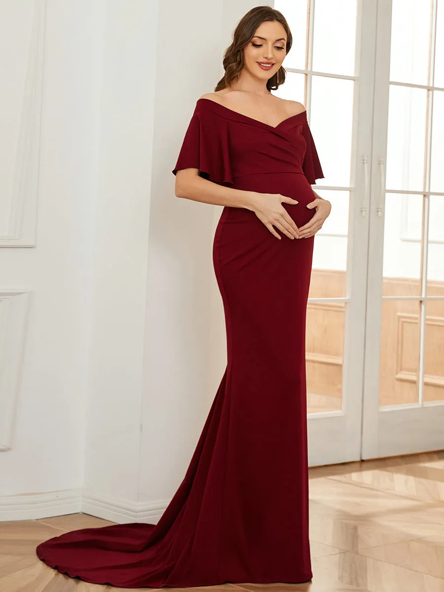 Off Shoulder Mermaid Pleated Wholesale Maternity Dress