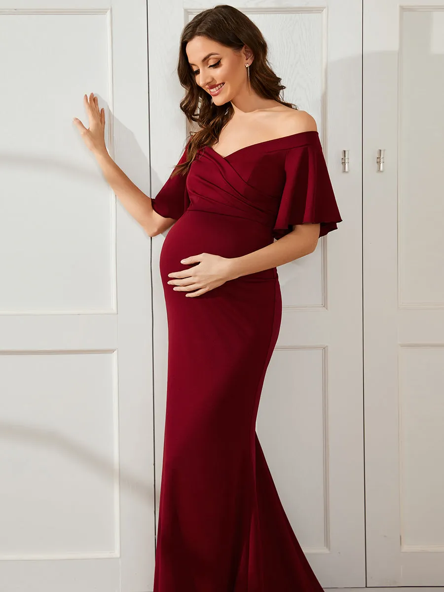 Off Shoulder Mermaid Pleated Wholesale Maternity Dress