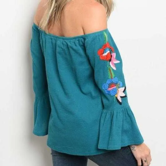 Off Shoulder Turquoise Top