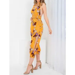 Orange Floral Jumpsuit