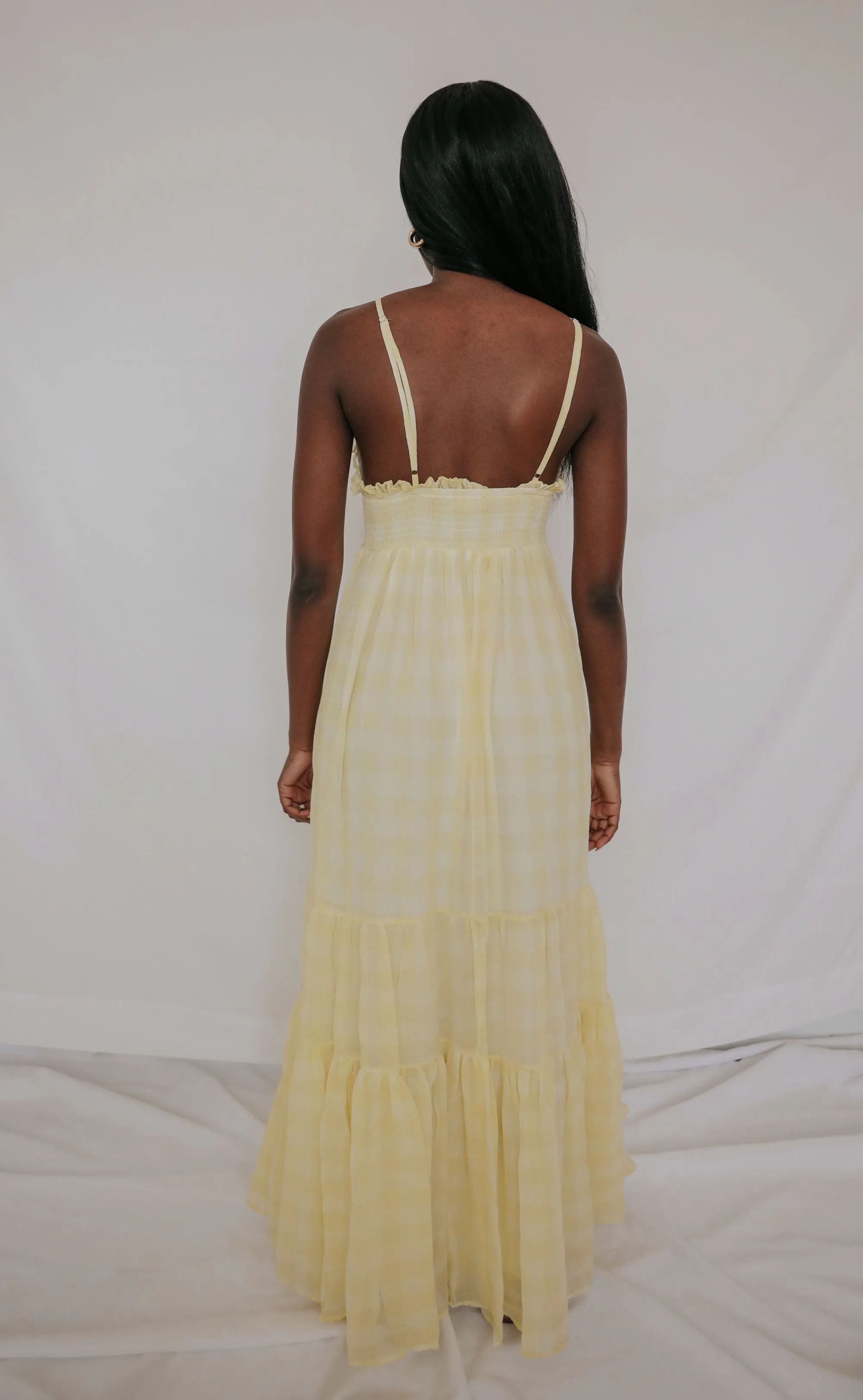 piece of me plaid maxi dress - yellow