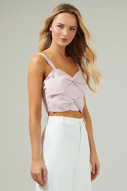 Pink Lina Bow Crop Top