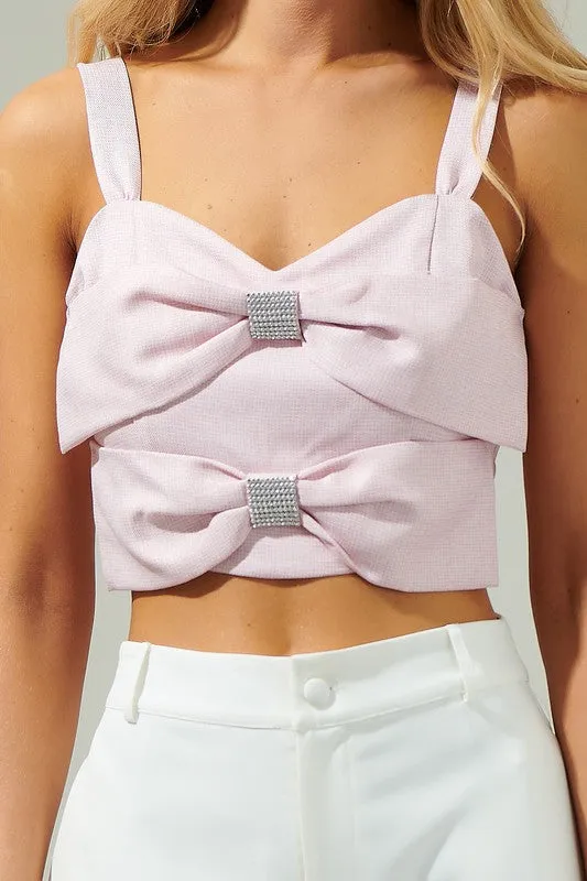 Pink Lina Bow Crop Top