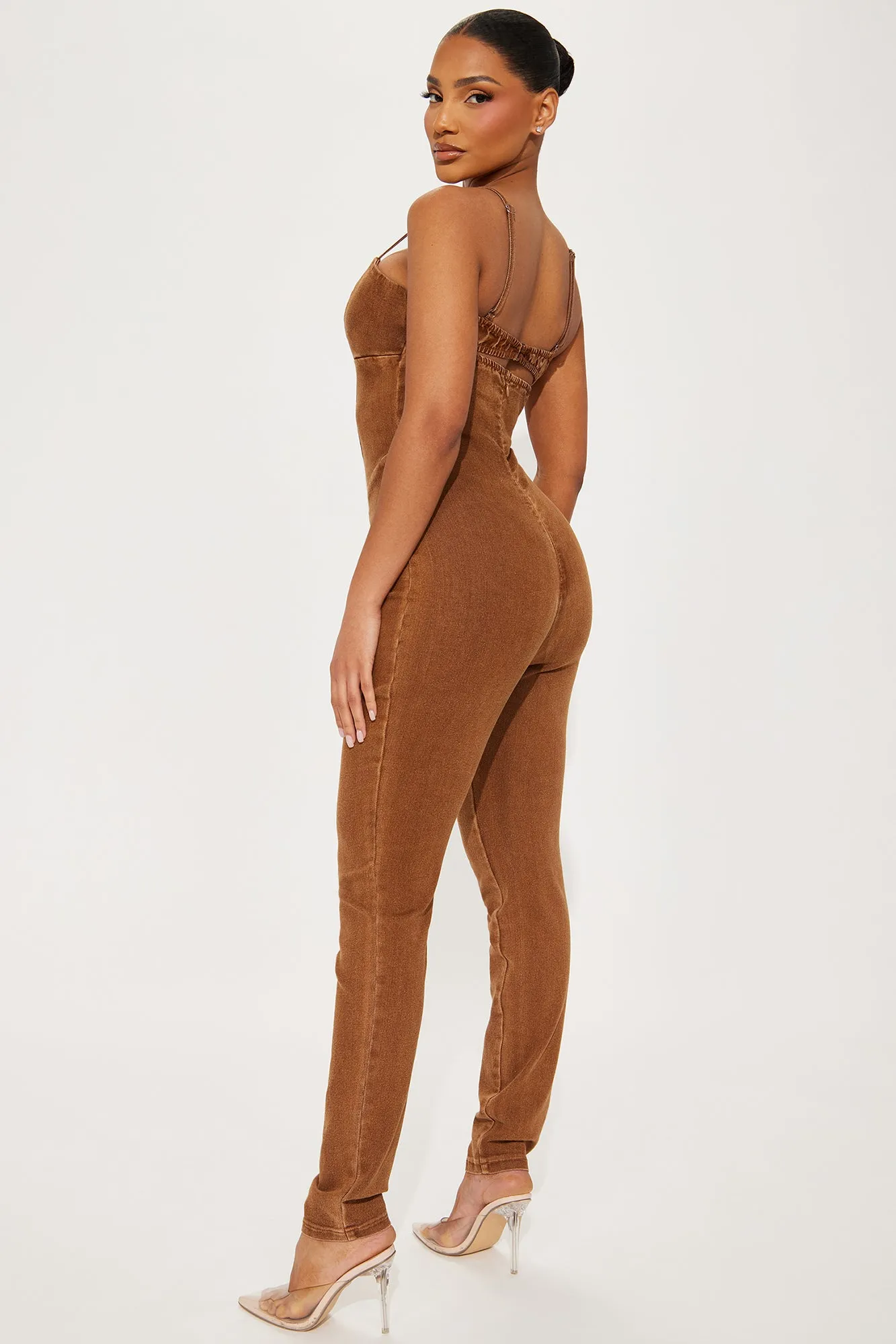 Rosabel Denim Jumpsuit - Brown