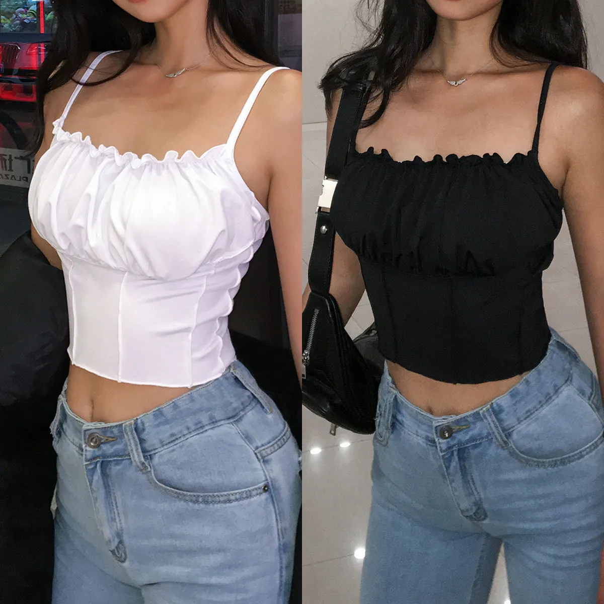 Ruffles Strapless Crop Top