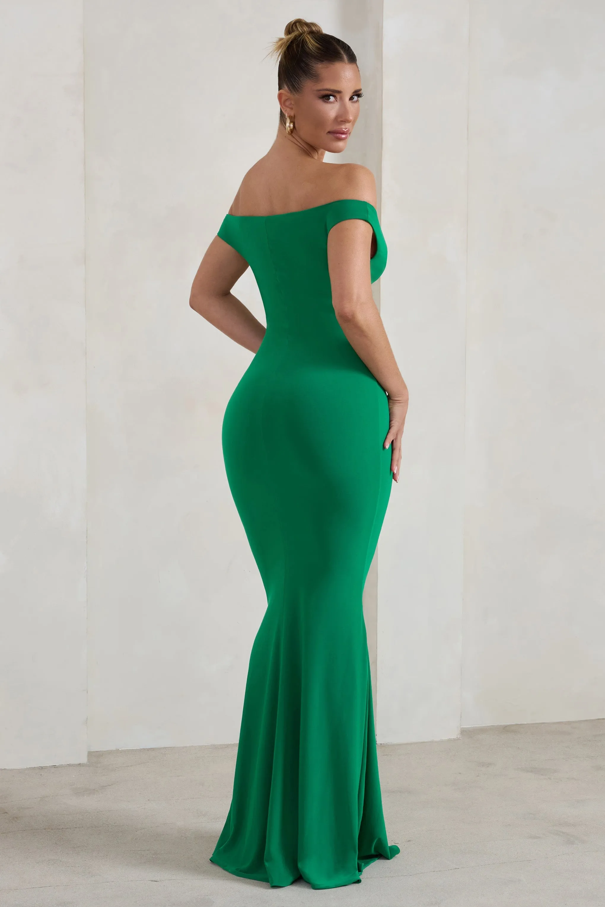 Salma | Jade Green Bardot Sweetheart Fishtail Maxi Dress