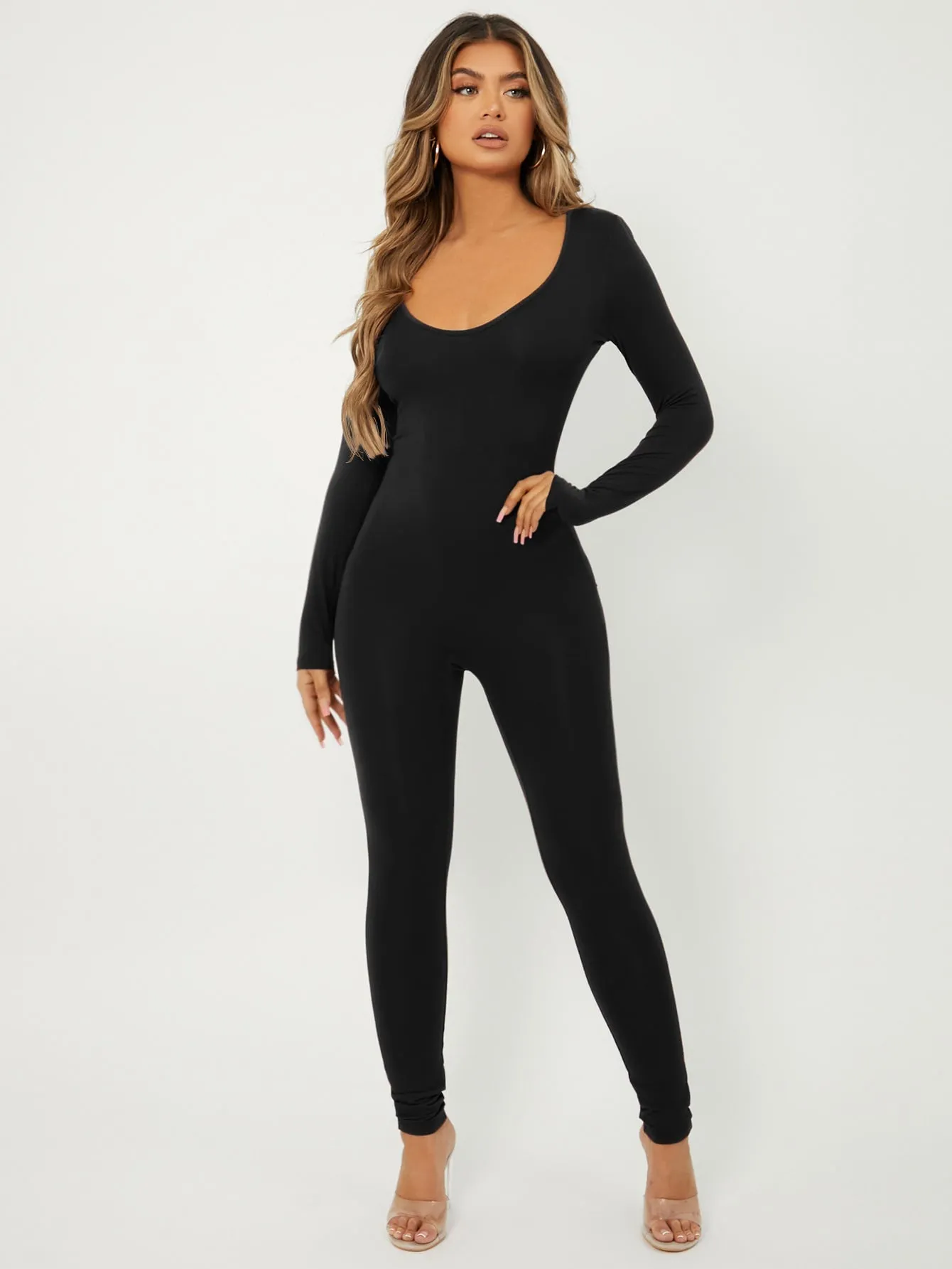 Scoop Neck Unitard Jumpsuit