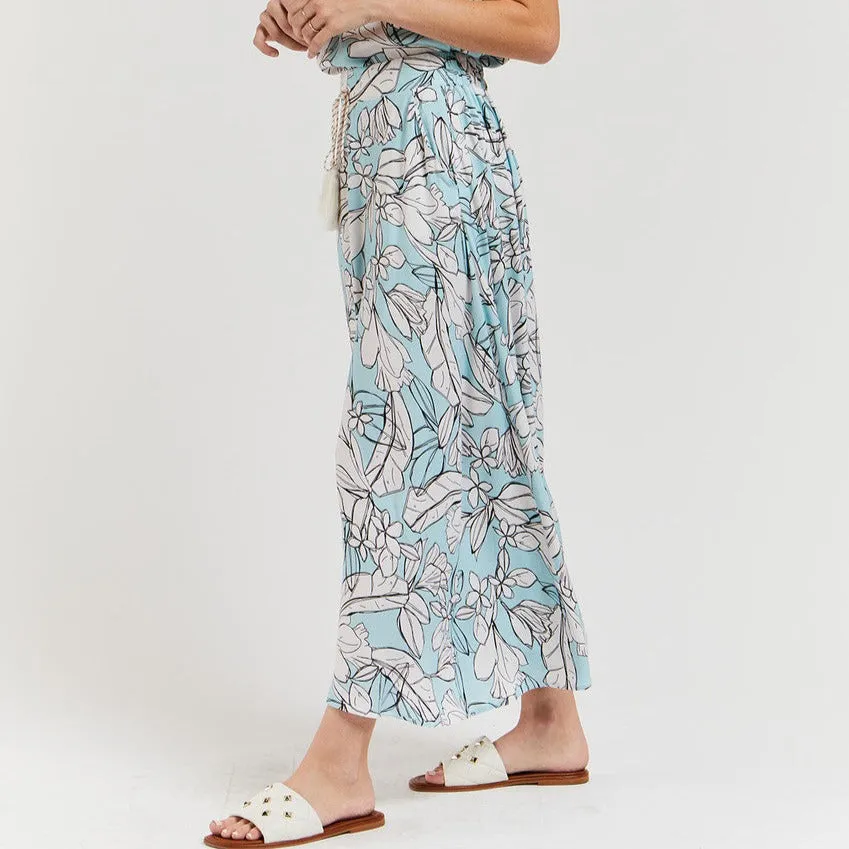 Sicily Floral Maxi Skirt (Blue)