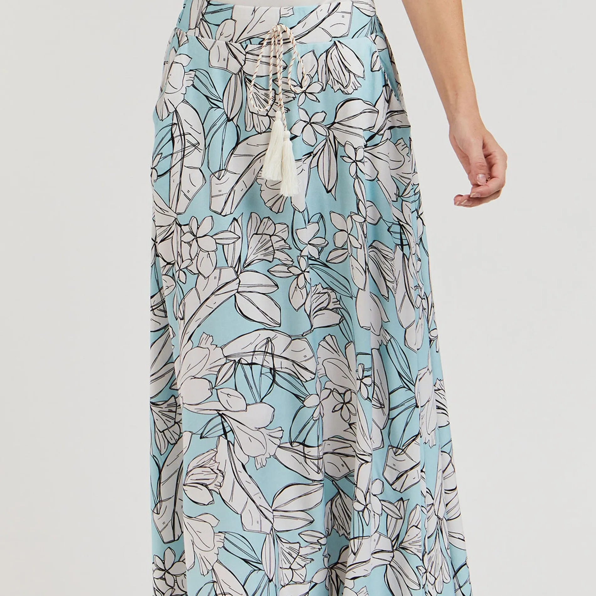 Sicily Floral Maxi Skirt (Blue)