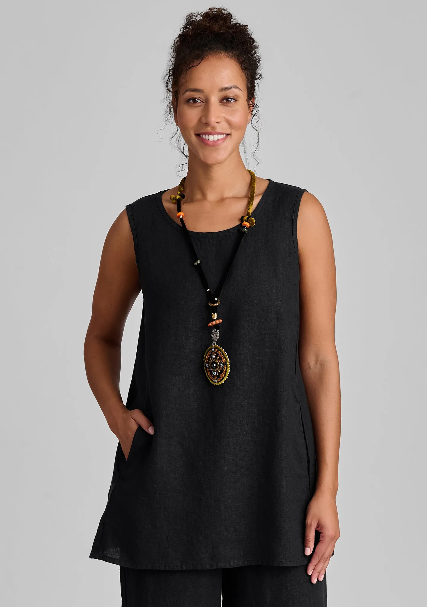 Side Pocket Tunic - Linen Tank Top