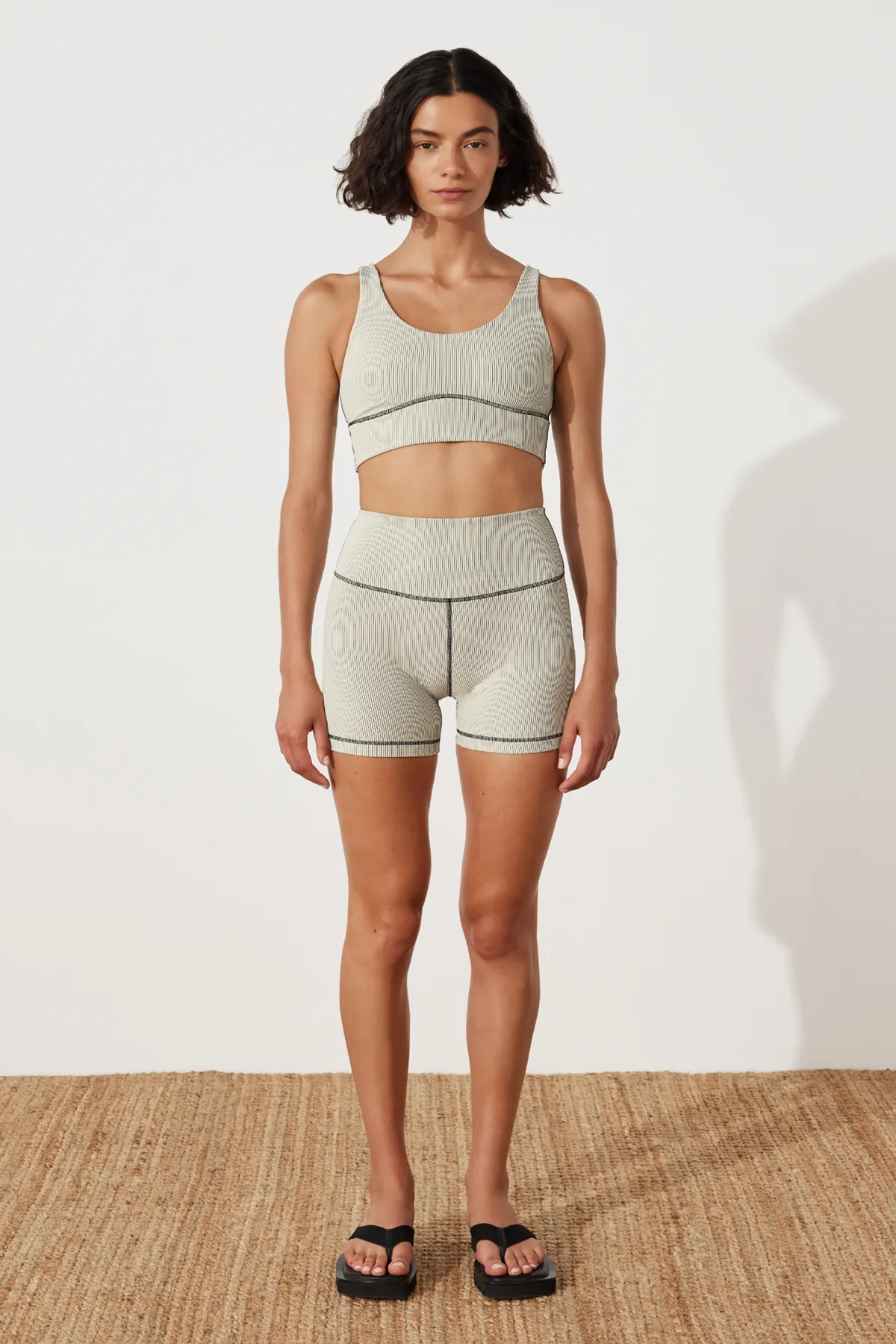 Stripe Rib Crop Top - Coconut