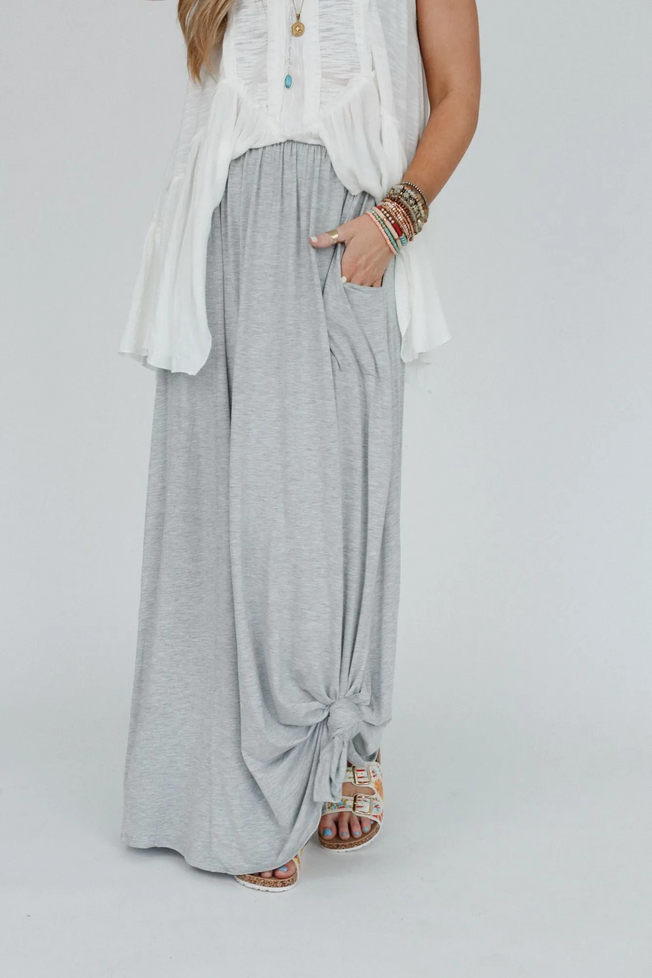 The Perfect Pocketed Maxi Skirt - Heather Gray